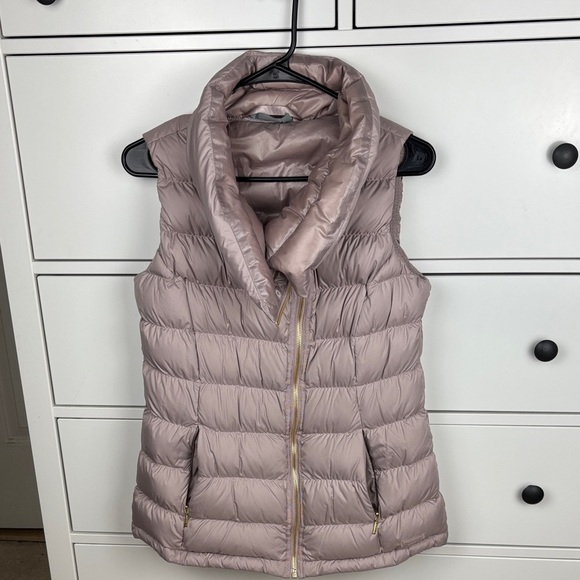 Athleta Taupe Zip Up Puffer Vest with Goose Down Filler - Size M - Picture 1 of 12